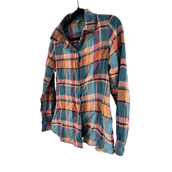 L.L. Bean Signature Plaid Flannel Shirt Womens 10 Multi-Color Excellent Cotton - Picture 4 of 10